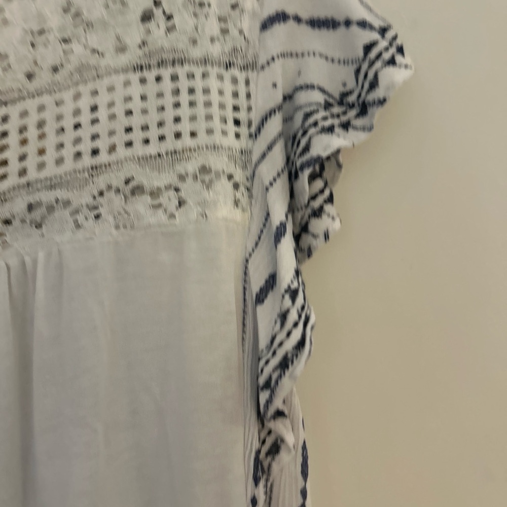 Knox Rose Boho Embroidered Blouse Flutter Sleeve Plus XXL Lightweight Lace - Picture 9 of 11